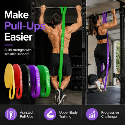 Professional Resistance Bands Set of 5 for Strength Training, Stretching, and Physical Therapy - Heavy Duty Pull Up Assistance Bands for Home Gym Workouts for Men and Women